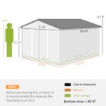 11' x 9' Outdoor Storage Shed, Garden Tool Metal Shed with Foundation Kit, Double Lockable Door, Air Vents and Sloping Roof, for Backyard, Patio, Lawn, Dark Gray - Image 3