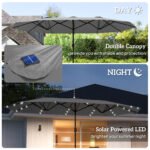 Garden Parasol 14.4ft Double-Sided Sun Umbrella with Base, Patio Parasol with LED Solar Lights - Image 4