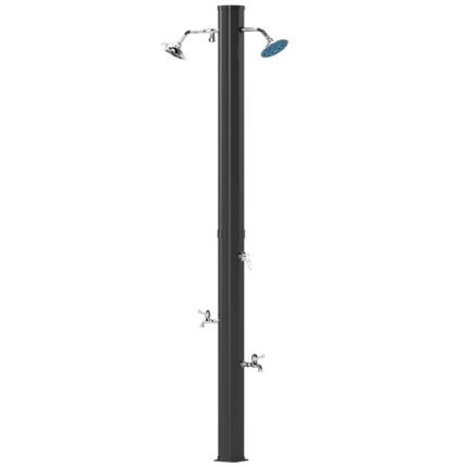 9.2 Gallon Slolar Heated Outdoor Shower with 2 Free-Rotating Shower Heads and Foot Showers for Poolside Beach Spa,