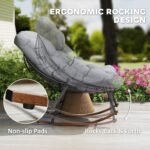 Outdoor Rocking Chair Patio Set of 2, Oversized Rocking Papasan Chairs with Cushions for Garden Porch, 265 lbs., Gray - Image 4
