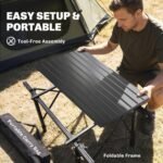 3ft Aluminum Small Folding Table, Portable Camping Table with Storage Bag, Carry Bag for Outdoor Picnic BBQ, Black - Image 7
