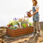 Galvanized Raised Garden Bed, 4' x 2' x 1' Metal Planter Box, for Growing Vegetables, Flowers, Herbs, Succulents, Brown - Image 3