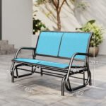 2-Person Outdoor Glider Bench, Patio Double Swing Rocking Chair Loveseat w/Powder Coated Steel Frame for Backyard Garden Porch, Blue - Image 3