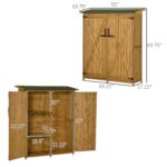 Outdoor Storage Cabinet Wooden Garden Shed Utility Tool Organizer with Waterproof Asphalt Rood, Lockable Doors, 3 Tier Shelves for Lawn, Backyard, Natural - Image 3