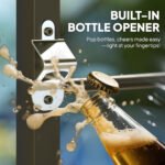 Outdoor Bar Table, Bar Height Patio Bar Table w/ Built-In Bottle Opener, Plastic Top with Wood Grain, 47.25" x 15" x 39" - Image 4