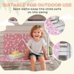 Kids Porch Swing, 2-Seater Patio Swing Bench with Safety Belts, Adjustable Canopy for Backyard, Garden, Pink - Image 7