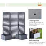Wood Privacy Screen w/ 4 Planter Box, Raised Bed w/ 3 Panels & Drainage Holes - Image 6