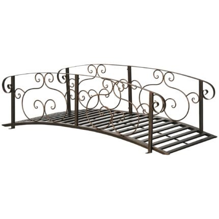 6' Metal Arch Backyard Garden Bridge with Safety Siderails