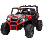 2 Seater 24V Kids Electric Car w/ Remote Control, 3 Speed, LED Lights, Music, Horn, Spring Suspension, Slow Start