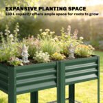 Raised Garden Bed Galvanized Steel, Elevated Planter Box with Storage Shelf, Bed Liner, 31.5" High, Green - Image 4