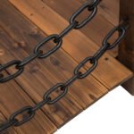 5 ft Wooden Garden Bridge Arc Footbridge with Metal Chain Railings & Solid Fir Construction, Carbonized - Image 7