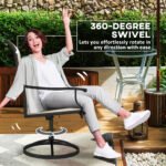 Patio Swivel Chairs Set of 2, High Back Patio Dining Chairs with All-Weather Mesh for Backyard, Lawn, Garden, Beige - Image 4