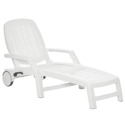Outdoor Chaise Lounge Chair on Wheels with Storage Box