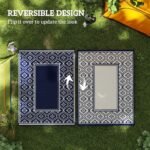 Reversible Outdoor Rug, Waterproof Plastic Straw with Carry Bag, 9' x 12', Blue & White Gourd Border - Image 7