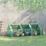 9' x 3' x 3' Portable Mini Greenhouse Outdoor Garden with Large Zipper Doors and Water/UV PE Cover, Green - Image 2