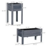 Raised Garden Bed Set of 3, Elevated Wood Planter Box with Legs and Bed Liner for Backyard and Patio to Grow Vegetables, Herbs, Gray - Image 3