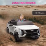 2-Seater 12V 10AH Ride on Truck, Cadillac Escalade Licensed Electric Car for Kids w/ Spring Suspension Wheels, White - Image 7