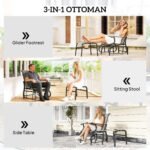 Outdoor Glider with Ottoman, Patio Glider Chair Set with High Back, Wide Seat for Porch, Garden, Backyard, Gray - Image 7