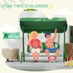 Kids Patio Swing Chair with Adjustable Canopy, Safety Belt for Patio, Garden, Poolside, Balcony, Dark Green - Image 7