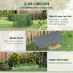 Galvanized Steel Planter Box with Crop Cage and Shade Cloth, Raised Garden Bed for Flowers, Veggies and Herbs, Green - Image 4