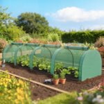 Mini Greenhouse, Portable Greenhouse with 4 Roll-Up Doors, PE Cover, 177.2" x 39.4" x 31.5", Green - Image 2