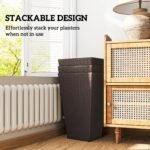 Set of 3 Tall Planters with Drainage Hole, 24" Outdoor Flower Plant Pots, Indoor Planters for Porch, Front Door, Entryway, Patio and Deck, Brown - Image 7