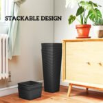 23.6 Inch Tall Planters for Outdoor Plants, Set of 2 Plastic Flower Pots with Drainage Holes, Black - Image 8