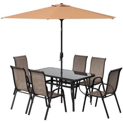 8 Pieces Patio Furniture Set with 9Ft Patio Umbrella