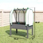 Raised Garden Bed with PE Greenhouse Cover Outdoor Planter Box for Herbs and Vegetables, 35 x 22 x 47 inch, Dark Gray - Image 3