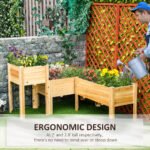 Raised Garden Bed Set of 3, Wooden Elevated Planter Box with Legs and Bed Liner, for Backyard and Patio to Grow Vegetables, Herbs, and Flowers, Natural - Image 5