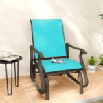 Outdoor Glider Chair Patio Glider Swing Chair with Mesh Seat, Steel Frame for Backyard, Garden, Porch, Blue - Image 2