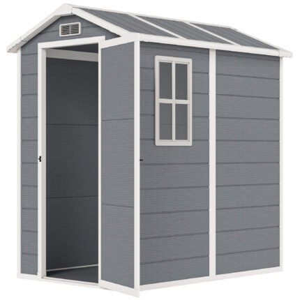 Outdoor Storage Shed with Lockable Doors, Air Vents, 6' x 4', Gray