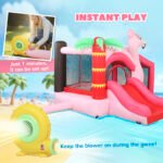 Inflatable Bounce House with Ball Pool, Basketball Hoop, Jumping Bouncy Castle with Blower for Indoor Outdoor, Pink - Image 6
