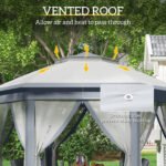 13' x 13' Pop Up Gazebo Hexagonal Canopy Shelter with 6 Zippered Mesh Netting for Patio Backyard Garden Wedding Party - Image 5