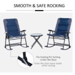 3 Piece Outdoor Folding Rocking Chair and Table Set - Blue and Gray - Image 8
