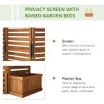 62.5" x 19" x 66" Wood Panel Trellis w/ 4 Planter Box Raised Bed for Garden Natural Wood - Image 4