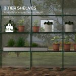 Portable Greenhouse, Water/UV Resistant Walk-In Small Outdoor Green House with 2 Tier Flower Rack Shelves, White - Image 4