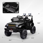 12V Battery Powered Ride On Truck, Kids Electric Car with Spring Suspension, Remote, Horn, USB Music, Black - Image 3