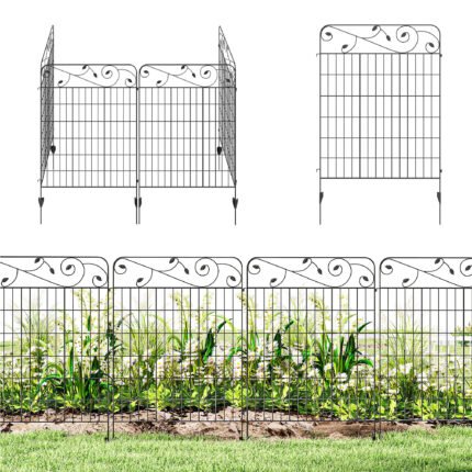 Garden Fence with 4 Pack Steel Fence Panels