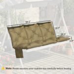 Bench Cushion Non-Slip Outdoor Swing Cushion w/Backrest Side Pocket for 3 Seater Patio Furniture Beige - Image 3