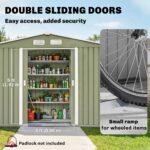 9' x 6' Outdoor Storage Shed, Garden Tool Metal Shed with Foundation Kit, Double Lockable Door, Air Vents and Sloping Roof, for Backyard, Patio, Lawn, Green - Image 5