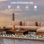 Outdoor Rug Carpet Reversible Plastic Straw Rug with LED Lights Black and White 10' x 8' for Patio - Image 6