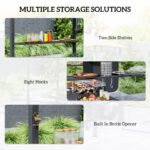 8' x 5' Outdoor Grill Gazebo, Barbecue Gazebo Shelter with LED Light, 2 Side Shelves, Hooks, Bottle Opener, Dark Brown - Image 5