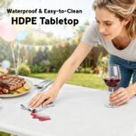 6FT 3 PCS Portable Camping Table and Chairs, Folding Picnic Table Bench Set with Carrying Handles for BBQ, Party, White - Image 6