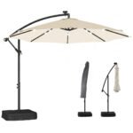 10 ft Cantilever Patio Umbrella with Light, Weight, Offset Hanging Outdoor Umbrella with Protective Cover - Image 9