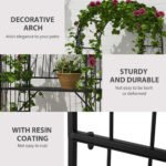 Metal Trellis Arbor Arch for Climbing Plants with Garden Bench, Grow Grapes & Vines, Patio Decor & 2-Person Outdoor Interlacing Decorative Seating with Tips, 484 lbs. Weight Capacity, Black - Image 5
