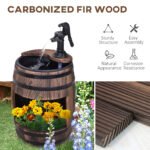 23" H Outdoor Water Fountain Wood and Plastic Rustic Apple Barrel Pump Garden Decor for Outside Backyard - Image 6