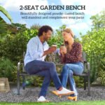 50" Blossoming Pattern Garden Decorative Patio Park Bench with Beautiful Floral Design & Relaxing Comfortable Build - Image 4