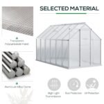 12' x 6' x 6.5' Polycarbonate Greenhouse with Aluminum Frame, Walk-in Heavy Duty Green House with Adjustable Roof Vent, Rain Gutter and Sliding Door for Winter, Silver - Image 4