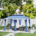 10' x 13' Double Roof Patio Gazebo, Outdoor Gazebo with Curtains, for Garden, Lawn, Backyard and Deck - Image 2